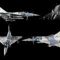 Military Fighter Jet Multiple Angles With Camouflage Paint And Weapon Systems