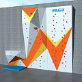 Indoor Sports Equipment Climbing Wall With Geometric Design And Colorful Holds