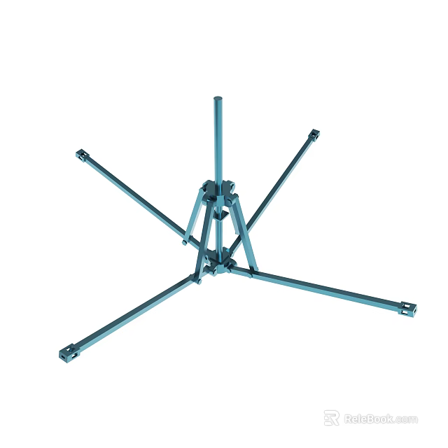 Blue Metal Tripod Support Stand With Adjustable Legs And Central Pole 3d model 