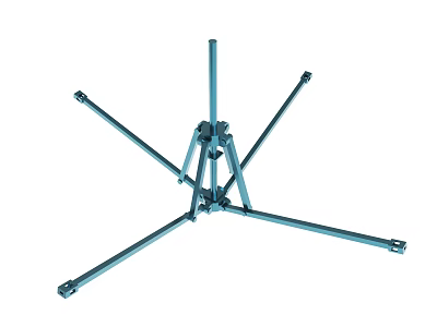 Blue Metal Tripod Support Stand With Adjustable Legs And Central Pole 3d model