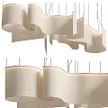Modern Linen Chandelier With Wave Shaped Design And Soft Lighting For Interior