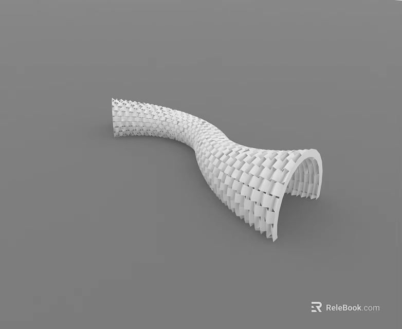 Modern Hinged Door Design With White Grid Pattern And Curved Structure 3d model