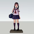 Anime Game Character With Long Black Pigtails Purple Eyes Glasses And Sailor Uniform