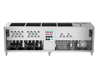 Commercial Stainless Steel Kitchen Equipment With Multiple Burners Control Knobs And Digital Panel 3d model