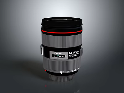Canon 24 105mm Camera Lens With Red Ring For Professional Digital Cameras 3d model