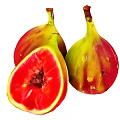 Fresh Figs Whole And Sliced With Vibrant Red Flesh And Yellow Skin