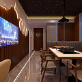 Modern KTV Room Interior Design With Large Screen Wooden Decor And Comfortable Sofa Seats