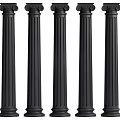 Five Black Roman Columns With Sleek Vertical Grooves In Modern Design 3d model