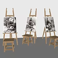 Sketchboard easel drawing sketch stool stand art painting tools writing board art learning tools painting 3d model