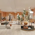 Modern Clothing Store Interior With Mannequins Racks Apparel And Green Plants