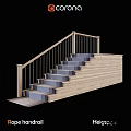 Modern Staircase With Wooden Handrail Gray Steps Metal Balusters And Side Panel