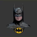 Man Wearing Detailed Batman Mask With Gray Costume And Yellow Logo
