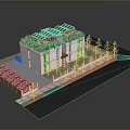Modern White Building With Green Roof Solar Panels Parking Area And Fence