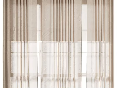 Elegant Beige Sheer Window Curtains Flowy Voile Soft Light Filtering Home Decor 3d model