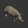 Rhinoceros 3D Model With Standing Pose And Detailed Gray Texture