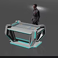 Futuristic Modern Control Console Designs With Blue Illuminated Edges And Tech Panels