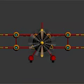 Red Biplane Toy Airplane With Yellow Accents And Cartoon Design Details