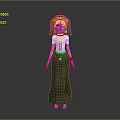 Ethnic Character With Colorful Headdress White Top Black Long Skirt And Green Bracelet