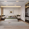 Modern Bedroom Interior Design With Bed Nightstands Artwork Bay Window And Rug