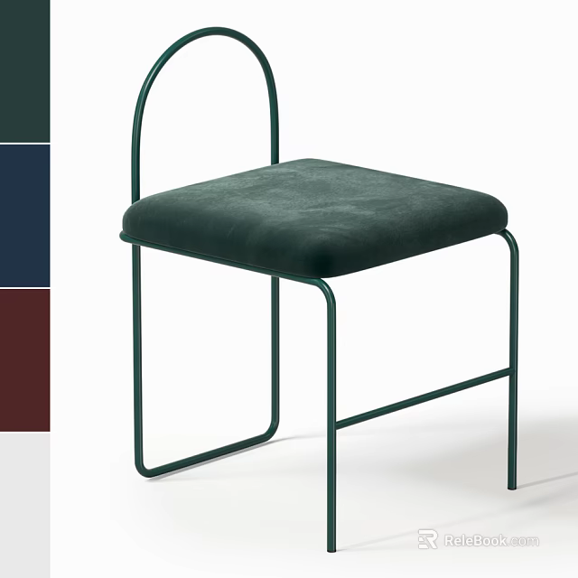 Sleek Modern Green Bar Stool With Metal Frame And Velvet Upholstered Seat 3d model 