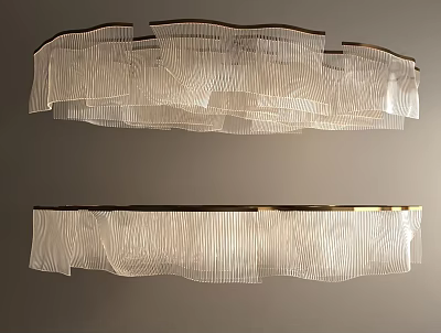 Modern Elegant Striped Wavy Glass Ceiling Light With Metal Frame Design 3d model