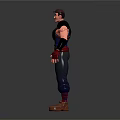 3D Male Character Model With Shoulder Armor Wrist Guards Black Pants And Brown Boots