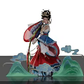 Elegant Traditional Chinese Costume Figure Display With Cloud Motifs And Mountain Ornaments
