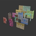 Various Architectural Building Models With Brick Structures And Window Designs