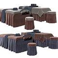 Multiple Comfortable Massage Beds With Matching Stools And Soft Fabric Covers
