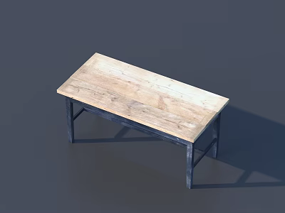 Rustic Wooden Tabletop With Black Metal Legs Modern Furniture Design 3d model