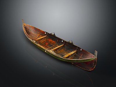 Modern Wooden Boat Small Wooden Boat Fishing Boat 3d model