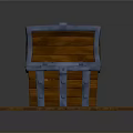 Open Wooden Treasure Chest Filled With Gold Coins And Jewels On Planks
