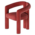 Modern Leisure Chairs Red And Light Gray Velvet Upholstered With Curved Armrests And Backrests