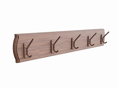 Wooden Display Rack with Multiple Hooks for Hanging Items Modern Wall Mounted Storage Solution 3d model