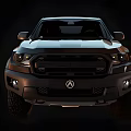 Ford Pickup Truck With Rugged Exterior Design And Off Road Tires In Dark Finish
