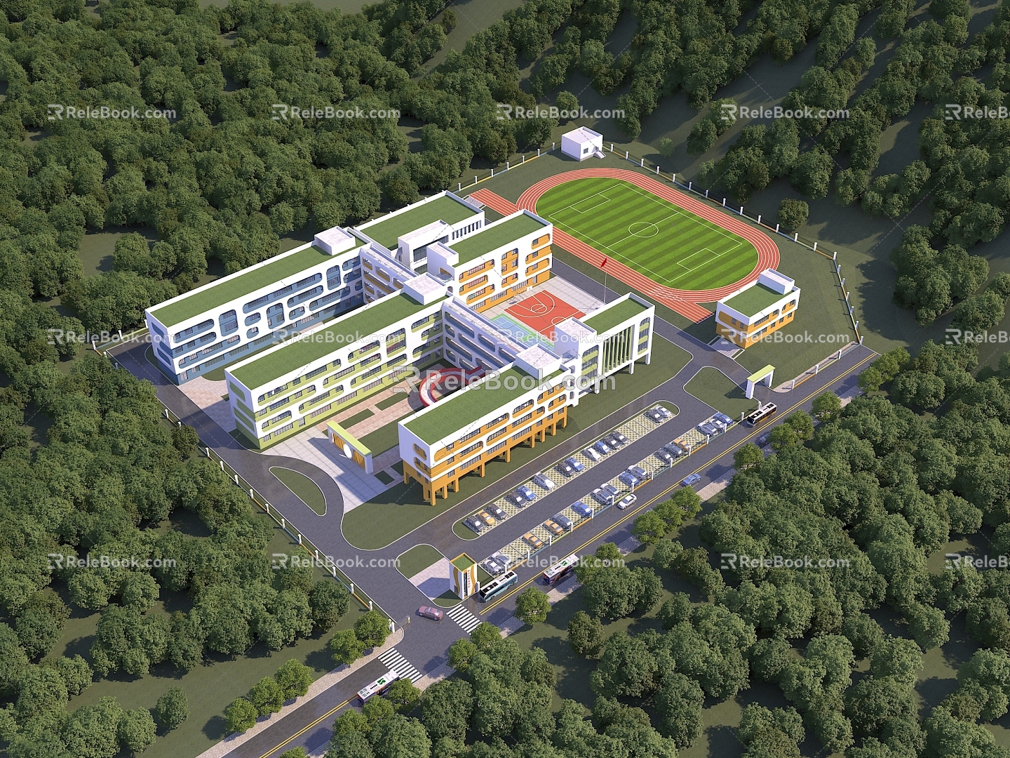 school teaching building dormitory building gymnasium playground middle school Senior high school junior high school 3d model