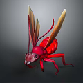 Detailed 3D Rendered Red Ant With Transparent Wings And Segmented Body