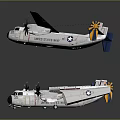 United States Navy Military Aircraft With Propellers Star Emblem And White Fuselage Design