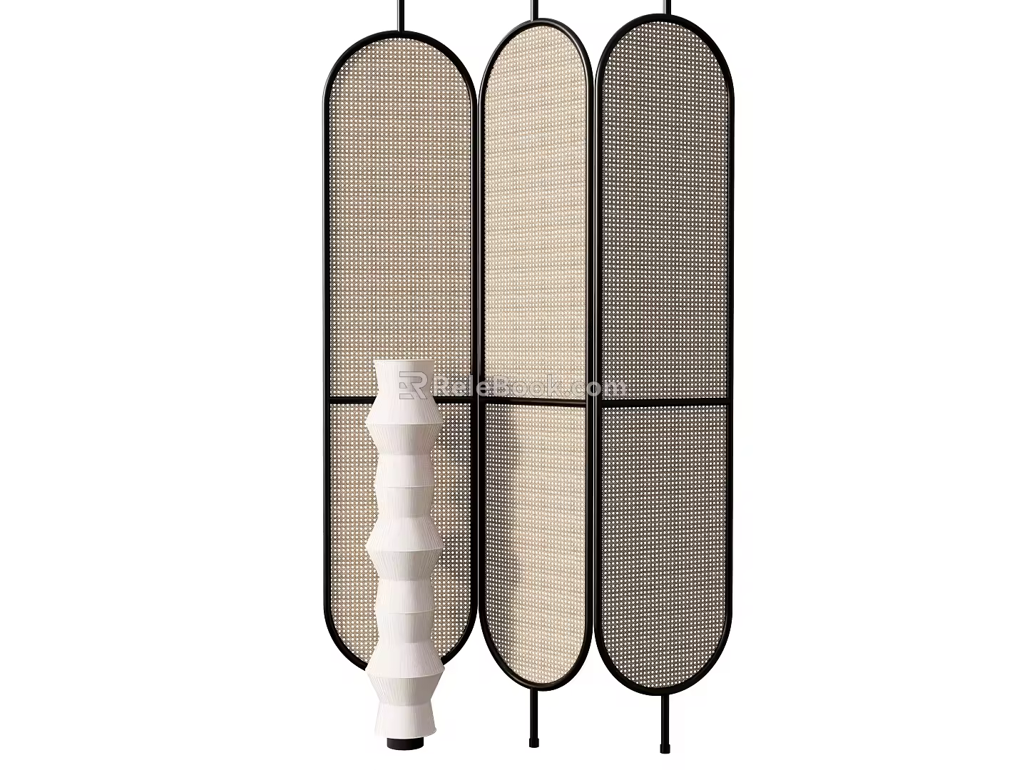 partition screen floor lamp decorative lamp bamboo partition 3d model
