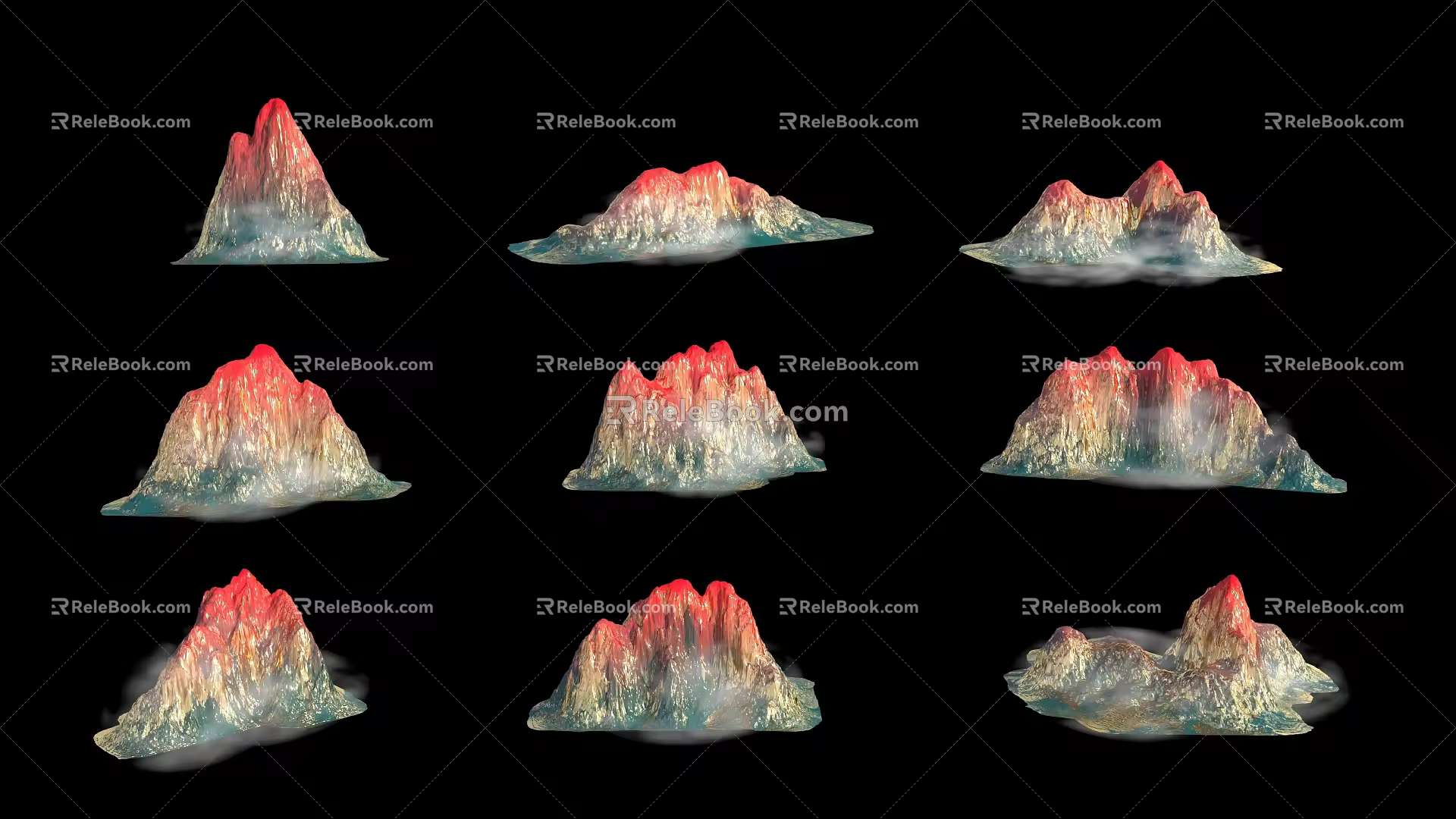 Mountain Range Gold-plated Mountain Peak Mountain Range Mountain View Mountain Natural Scenery Mountain Valley Peak Mountain Colorful Mountain 3d model