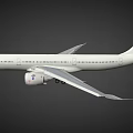 White Passenger Aircraft 3D Model With Extended Wings And Engines