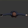 3D Game Movie Character With Red Hair Navy Outfit Gray Stockings Red Shoes Arms Outstretched