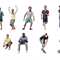 Group of Diverse People in Various Active Poses and Dynamic Movements