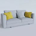 Modern Gray Casual Sofa Set With Yellow And Gray Decorative Pillows 3d model