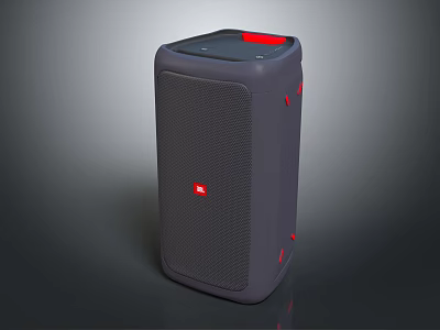 Portable Wireless Speaker With Deep Gray Body And Red Accents For Powerful Sound 3d model