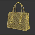 Stylish Brown Checkerboard Pattern Leather Handbag With Golden Metal Buckles And Handles