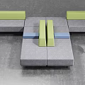 Modern Gray Green Blue Modular Sofa And Coffee Table Set With White Round Tables