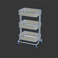White Three Tier Rolling Storage Cart With Wheels For Multipurpose Storage Organization 3d model