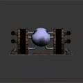 Industrial Equipment Device With Wooden Frames Silver Sphere Metal Pipes And Red Components