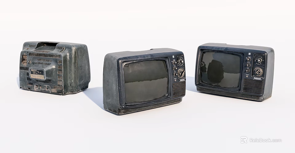Three Old Vintage Televisions With Retro Design And Classic Style 3d model